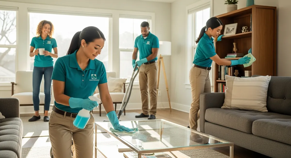 Professional house cleaning team working in a bright Atlanta home — Evering Cleaning Services